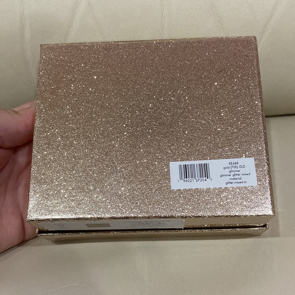 NWT Kate Spade Gold Sparkle Glitter Glimmer Boxed Small Slim Card Holder Wallet - Picture 15 of 15